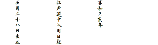 


享和三亥年

江戸道中入用日記

正月二十八日出立